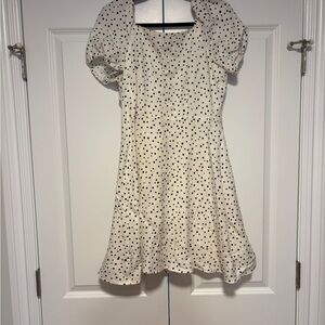LOFT Cream and Black Polka Dot Dress